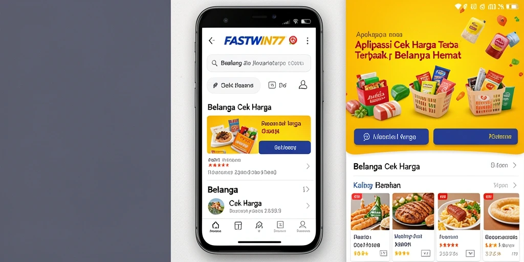 Tampilan utama aplikasi FASTWIN77 untuk cek harga produk.