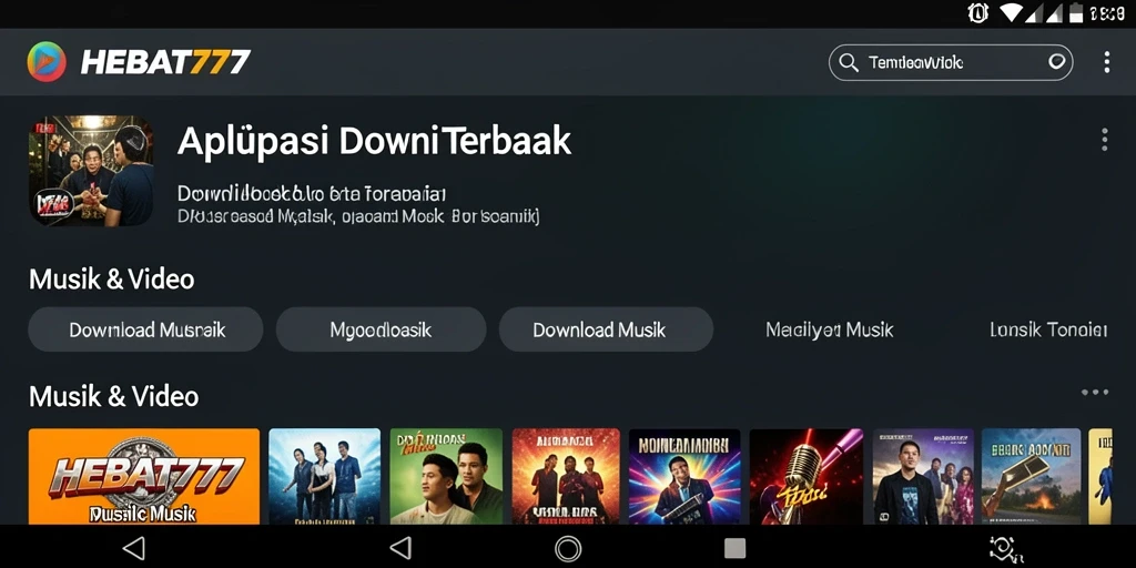 Tampilan antarmuka HEBAT777 yang sederhana dan fungsional untuk Download Musik.
