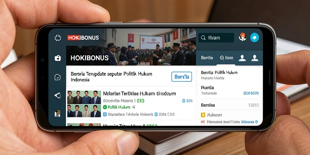Tampilan antarmuka HOKIBONUS yang informatif untuk berita politik dan hukum.