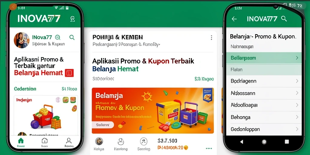 Tampilan antarmuka aplikasi Promo & Kupon INOVA77 yang menarik.