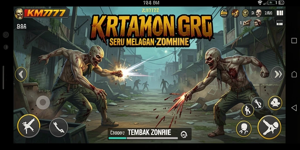 Antarmuka seru KM777 saat melawan zombie.